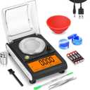 Fuzion Milligram Scale 50g/0.001g, Digital mg Scale with Calibration Weights, Jewelry Scale with Tweezers, Spoon, Bowl, Brush, Micro Scale for Powder, Gold, Herb, Large Display