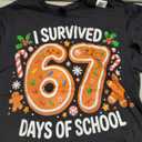 I Survived 67 Days of School Christmas Candy Cane Six Seven T-Shirt M 