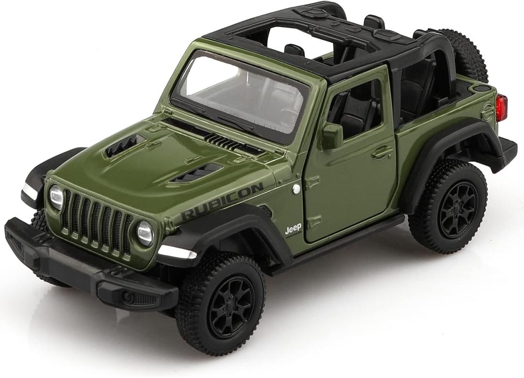 TOKAXI 1/36 Scale Jeep Wrangler Rubicon Diecast Car Models,Pull Back Vehicles Toy Cars,Cars Gifts for Boys Girls (Green)