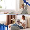 4PCS Wedge Pillow Set for After Surgery, Orthopedic Bed Wedge Pillow for Back Pain Relief, Sitting up in Bed,Recovery, Acid Reflux, Snoring, Body Pillow for Sleeping,Leg,Shoulder Support, White/Grey (4PCS Bed Wedge Pillow Set)