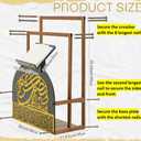 Chunful Gold Wooden Quran and Prayer Mat Stand, 35.4 x 26 x 11.8inch, Ideal Gift for Eid Ramadan and Muslim Home Decor, Islamic Prayer Rug Holder with Arabic Calligraphy for Home Mosque