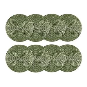 COTTON CRAFT Glitz Beaded Coasters - Set of 8 Handmade Bar Drink Tabletop Protection Coasters - Halloween Harvest Autumn Fall Thanksgiving Holiday Christmas Xmas Party - 4 inches Round 