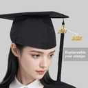 6Pcs Graduation Cap and Gown with Matching Tassels 2026 2025 Year Charm for High School University (Black, M)