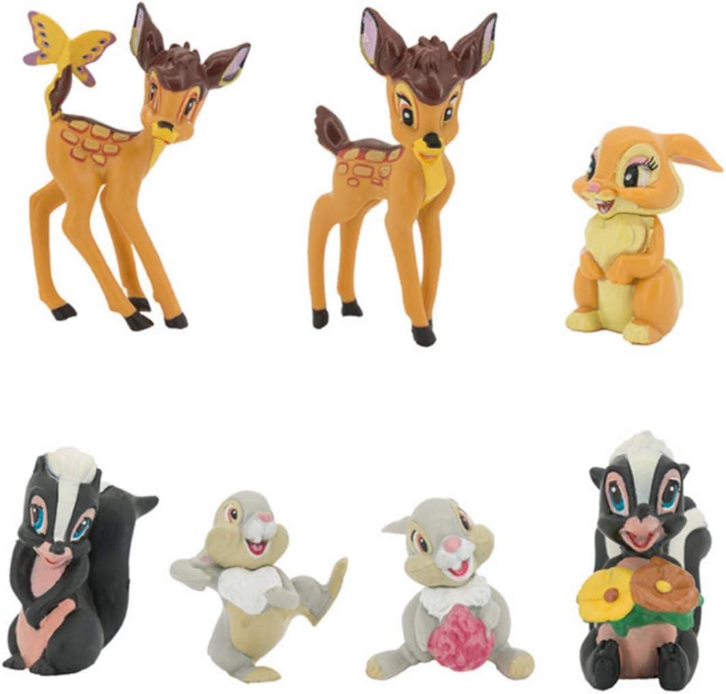 HYSTYLE GHTERT 7 Pcs Lovely Fawn Deer Animal Figurines Toys Mini Figure Collection Playset, Cake Topper Toy Doll Set, Car Doll, Office Ornament, Miniature Decorations, Landscape Scenes