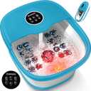 KNQZE Collapsible Foot Spa with Heat, Remote Control, Temperature Control, Bubbles, Pumice Stone, Red Light, Timer, 16 Massage Roller Pedicure Foot Bath Tub Foot Soaker for Relaxation & Stress Relief