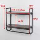 2-Tier Metal Industrial 23.6" Bathroom Shelves Wall Mounted,Rustic Wall Shelf Over Toilet,Towel Rack with Towel Bar,Utility Storage Shelf Rack, Floating Shelves Towel Holder,Retro Black