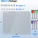 Acrylic Fridge Calendar, Magnetic Monthly Planner with 8 Color Markers, Clear Dry Erase Board for Events/Meetings/Shopping Lists - 14.5 * 11.5''