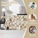 MEETSKY Couch Cover Modern Khaki White Plaid Jacquard Sofa Slipcover U Shape Sofa Protector for 3 Cushion Couch Sofa, Chenille Sofa Couch Coverfor Dogs Kids, 91" X134", Khaki Checkerboard