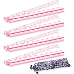 Mahjong Racks with Pushers, 4PCS Set Clear Acrylic American Mahjong Accessories All-in-One Tile Rack & Pusher Gifts (Pink)