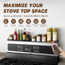 Stove Top Shelf 30 Inch, Magnetic Over the Stove Top Shelf, Silicone Oven Spice Rack Organizer Storage Organization for Kitchen, Black