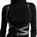 Punk Leather Harness Waist Belt for Women Goth Accessories Rave Accessory Adjustable Leather Corset Belts (Black-002), XL