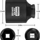 1/2" Drive x 46 mm Deep 6 PT Impact Socket, CR-MO, 1/2-inch Drive 6 Point Axle Nut Socket for Easy Removal of Axle Shaft Nuts (46MM