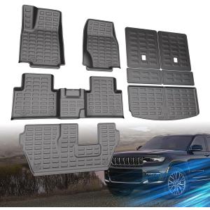 Car Floor Mats & Truck Bed Liner for Jeep Grand Cherokee L 2021-2025(ONLY for 7 Seaters Without Center Console)Accessories,Custom Fit 1st&2nd Row Cargo Liners Set(Bed Mat+Tailgate Mat+Floor Mat)