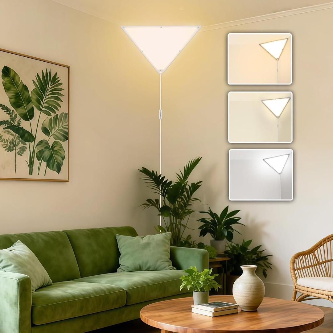 Upgraded Corner Light, LED 20W 2000LM Corner Lights for Living Room, Plug-in Ceiling Lights with 10 FT Cord, 3000/4000/6000K Triangle Corners Lights for Bedroom, Kids Room, Office