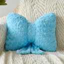 Bow Pillow, Decorative Bow Pillows with Soft Plush for Couch Bed, Bow Shaped Throw Pillow Room Decor for Bedroom, Bow Decorative Pillow for Living Room (Blue, Small-12 Inches)