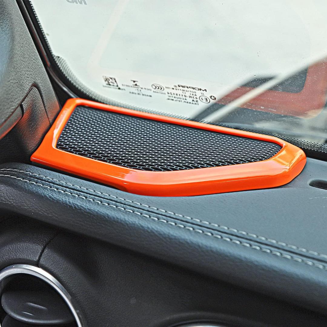 A pillar Speaker Decoration Cover Trim Interior Accessories for 2018 2019 2020 2021 2022 2023 2024 Jeep Wrangler JL JLU Gladiator JT (Orange)