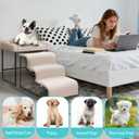 Dog Window Perch with Stairs,Pet Steps for Small Dogs &Cat,Pet Bunk Bed Dog Steps with Seat Elevated Platform Bed Indoor Dogs Ramp Ladder with Foam Upholstery
