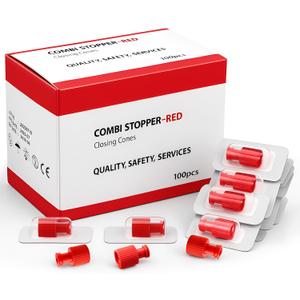 100 Pack Luer Stopper Closing Cones Dual Male-female Individually Packaged Sterile Luer Replacement Cap for Male/female Connectors (Red)