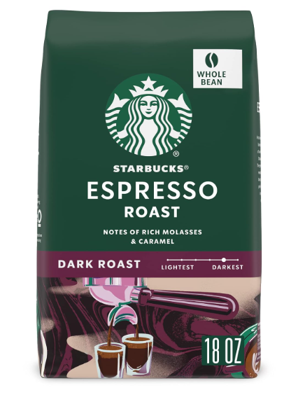 Starbucks Whole Bean Coffee, Dark Roast Coffee, Espresso Roast, 100% Arabica, 1 bag (18 oz)