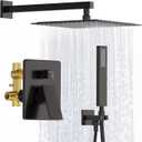 Shower System, Matte Black Shower Faucet Set, 12 Inch Rain Shower Head with Handheld Spray, High Pressure Shower Head System with Shower Valve and Trim Kit, Wall Mounted Shower Head Set