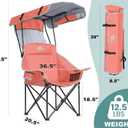 2 Pack Camping Chair with Canopy Shade Beach Chair with UPF 50+ Sun Shade | Lawn Chair with Cup Holder, Side Pocket, Folding Chair for Adults Fishing Camp Outdoor Sport Chair, Support 400 LBS, Pink