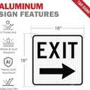 T&R Large Exit Sign with Right Arrow 18 x 18 Inches, Engineer Grade Reflective Sheeting, Rust Free Aluminum, Weather Resistant, Waterproof, Fade Resistant, 2 Pre-drilled Holes