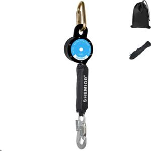 11FT Web Self Retracting Lifeline, Shemior No Tangle Lightweight Housing SRL External Shock Absorber, Self Retractable Safety Lanyard, Fall Arrest Protection PPE Gear, OSHA/ANSI Compliant