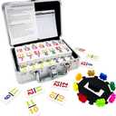Mexican Train Dominoes with Numbers, Color Double 12 Numerical Domine Set for Adults and Family, Classic 91 Tiles Board Grame with Aluminym Case