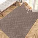 PURRUGS Easy Care Area Rug 4ft x 6ft, Non-Slip Machine Washable Entry Rug, Stain Resistant Accent Rug for Hallway, Bedroom, Living Room and Mudroom, Grayish Brown (48" x 72")