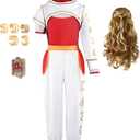 Zombie High 3-13Years Girls Costume Kid Halloween Cosplay Outfits Cheerleader Mesh Top Pant Hooded Coat 3PCS Uniform (5-6 years (120))