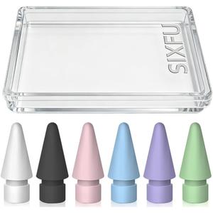SIXFU 6 Color Tips for Apple Pencil tip, Apple Pen Tip Compatible with iPad Pencil Tip with Cover Case for Apple Pencil Pro/USB-C/ 1st Gen/ 2nd Generation iPencil(White,Black,Pink,Blue,Purple,Green)