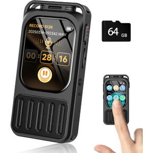 64GB Digital Voice Recorder with 2" Touchscreen & Bluetooth, 3072Kbps HD Dual Mic XIXITPY Audio Recording Device with Playback, Password, A-B Repeat, MP3 for Lectures, Meetings, Interviews