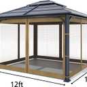 Wonwon Outdoor Gazebo Canopy 4-Panel Screen Walls with Zipper - Mosquito Netting for 10' x 12' Gazebo (Khaki)