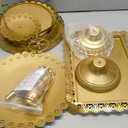 ZUMELER Gold 5Pcs Cake Stands Set Metal Round Cupcake Holder Cookies Dessert Display Plate Serving Tower Tray Platter with Handl for Baby Shower Wedding Birthday Party Celebration