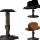 CHADWICK Vintage Style Hat Rack Stand, Rustic Brown Hat Display Stand Wood, Hat Rack Tabletop Cap Organizer and Display Rack, Wig Holder Cowboy Hat Rack Hat Organizer for Closet, Home Decor