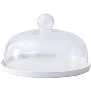 Cabilock Cake Plate with Dustproof Glass Cover 8.3 Inch Dessert Tray for Serving Pastries Cakes and Fruit Platter for Home and Party Use (21X21CM)
