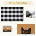 2 x Welcome Door Mat Combo Set, 28" x 43" Black and White Plaid Mat +17" x 30" Cat Welcome Mat, 2 PCS Doormat Set for Front Door, Entrance, Porch Decor, Non-Slip