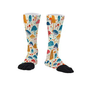 Funny Toe Socks for Men and Women, Novelty Five Finger Long Crew Socks for Running, One Size Fits All