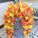 Hibiscus Fall Flowers Artificial for Decoration, 2pcs Silk Hibiscus Trailing Vines Fake Hanging Flowers Plants Realistic UV Resistant Faux Flower for Outside Planters Porch Patio Yard Indoor, Mix (Fall Orange Yellow)