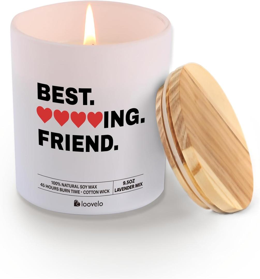 Best Friend Friendship Gift for Friends Girlfriends Sisters Best Friends Appreciation Gifts Scented Candle Home Office Jar Candles Sage Floral Lavender Scent Soy Wax 9.5 oz