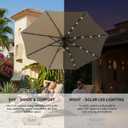 9FT Solar Patio Umbrella with 32 LED Lights with Bag