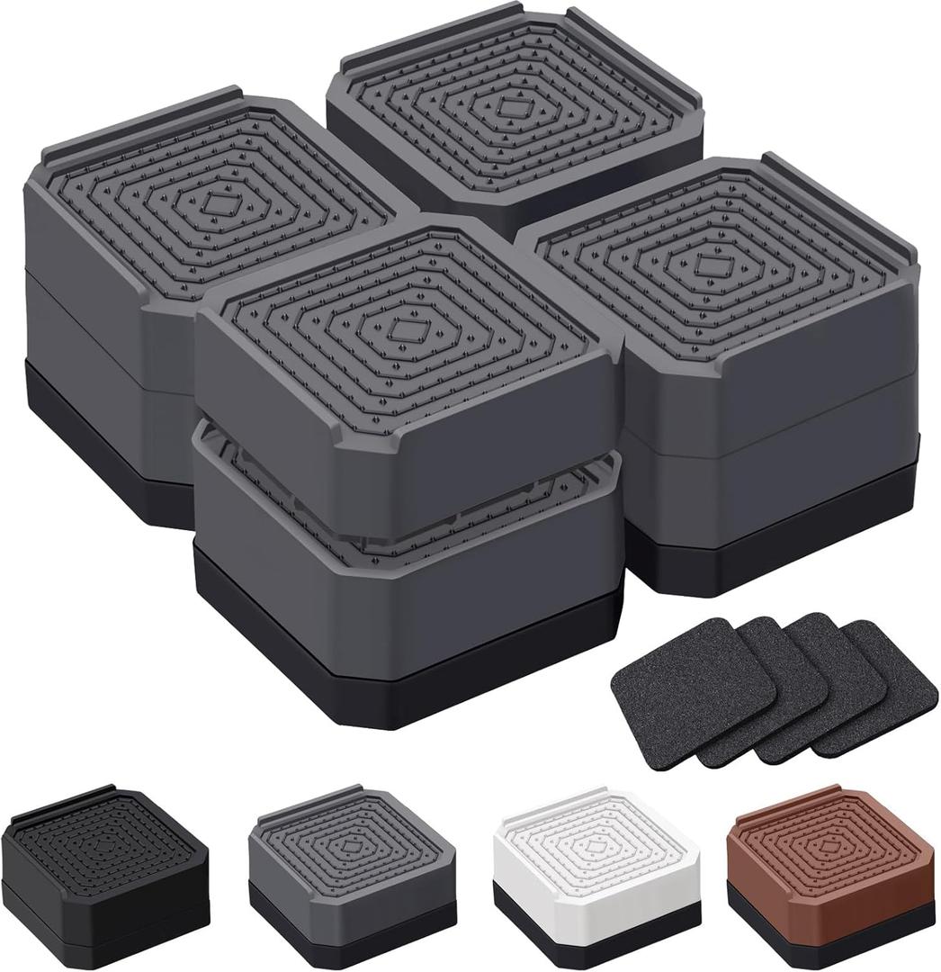 Bed Risers and Furniture Risers, Heavy Duty Adjustable Lifting Blocks for Couches, Desks, and Chairs, Elevates 1.5 or 3 Inches, Holds up to 4000 lbs (Grey)