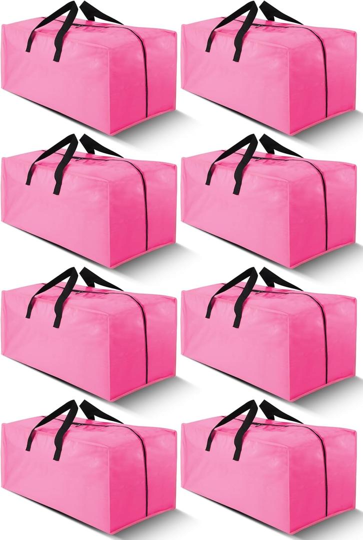 Cosy Family 8 Pack Heavy Duty Extra Large Moving Bags with Backpack Straps - Strong Handles & Zippers, Storage Totes For Space Saving, Fold Flat, Alternative to Moving Box, Pink Cosy Family 8 Pack Heavy Duty Extra Large Moving Bags with Backpack Straps - Strong Handles & Zippers, Storage Totes For Space Saving, Fold Flat, Alternative to Moving Box, Pink