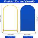 Metal Arch Stand and Cover Set,1 Royal Blue Spandex Fitted Backdrop with 1 Gold Wedding Arched Stand Frame for Parties Birthday Baby Shower Bridal Banquet Decoration (7.2FT)
