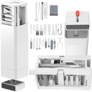 Cell Phone Cleaning Kit with Charging Port Cleaner, Stylus Pen, SIM Tool, Speaker Brush | Multi-Device Cleaner for iPhone, Samsung, AirPods, MacBook, Laptop, iPad, Keyboard, Camera Lens (White)
