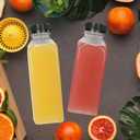 16oz Clear Plastic Juice Bottle with Caps Reusable Food-Grade Leak-Proof Lids with Stickers for Juicing Smoothies Turmeric Juice Milk and Other Beverages (6-Pack)