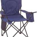 Coleman Portable Camping Chair with 4-Can Cooler, Cushioned Seat & Back with Side Pockets & Cup Holder, Carry Bag Included, Great for Camping, Tailgating, Firepits, Patio, & More (Blue)