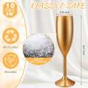 Zopeal Plastic Reusable Champagne Flute Glasses 6 oz and 50 Pcs Bow Set Acrylic Wedding Toasting Goblet 3.5" Bow Unbreakable Wine Cup for Bachelorette Bridal Shower Party(Gold and Black)