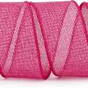 Ribbli Burlap Wired Ribbon,1-1/2 Inch x 10 Yard,Hot Pink,Solid Wired Edge Ribbon for Big Bow,Wreath,Tree Decoration,Outdoor Decoration