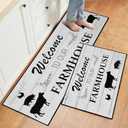 2 Pcs Kitchen Rugs Set Washable Kitchen Mats for Floor, Home, Sink, Bathroom Non Slip Cushioned Farmhouse Kitchen Rug Runner Standing MatFarmhouse